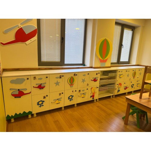 Gökkuşağı Serisi Kapaklı Anaokulu Öğrenci Dolabı