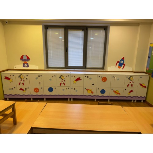 Gökkuşağı Serisi Kapaklı Anaokulu Öğrenci Dolabı